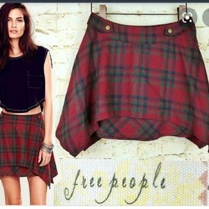 Free People Red Plaid Skirt